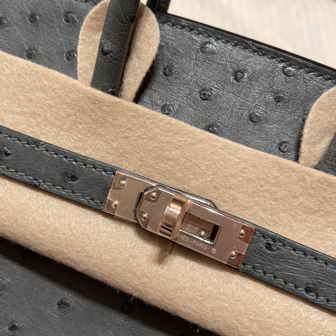 에르메스 버킨백25 그레이 로즈골드 타조가죽